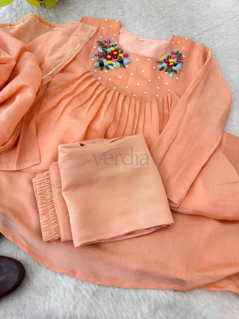 Pure Viscos Mul Chanderi Cotton A-Line Set
