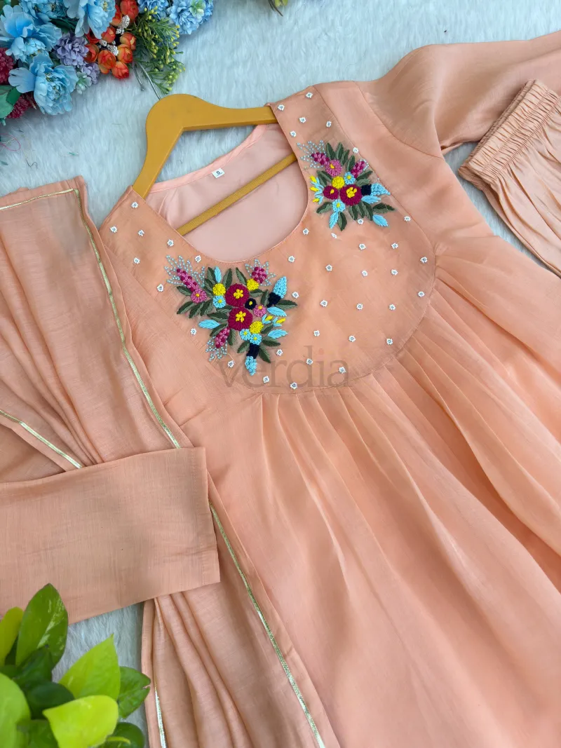 Pure Viscos Mul Chanderi Cotton A-Line Set view 3