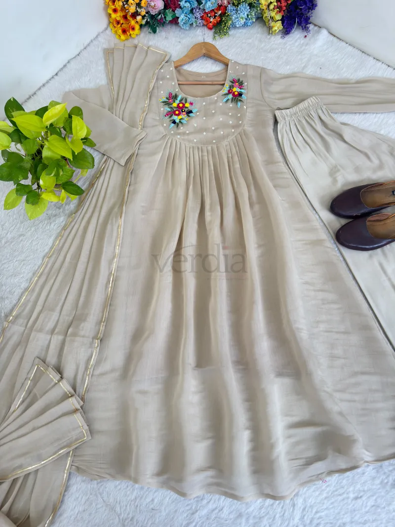 Pure Viscos Mul Chanderi Cotton A-Line Set view 4