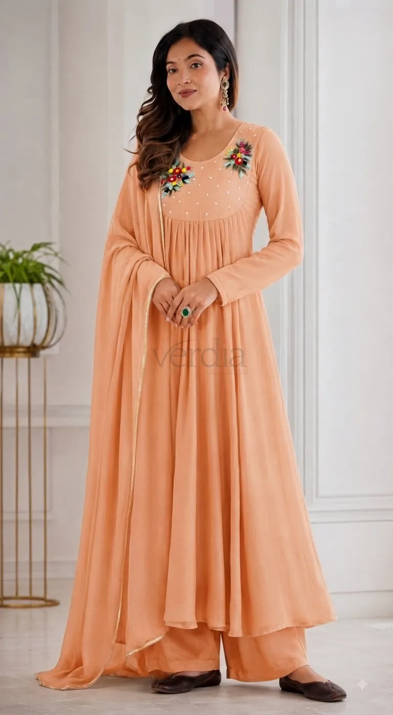 Pure Viscos Mul Chanderi Cotton A-Line Set view 6