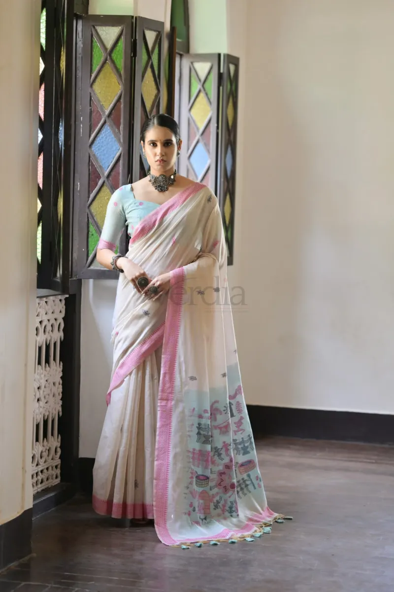 Premium Soft Muga Cotton Saree view 4