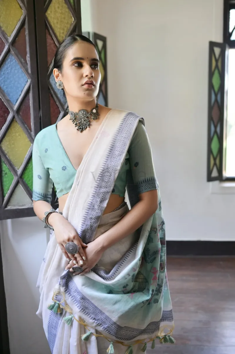 Premium Soft Muga Cotton Saree view 7