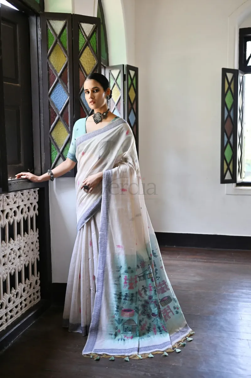 Premium Soft Muga Cotton Saree view 9