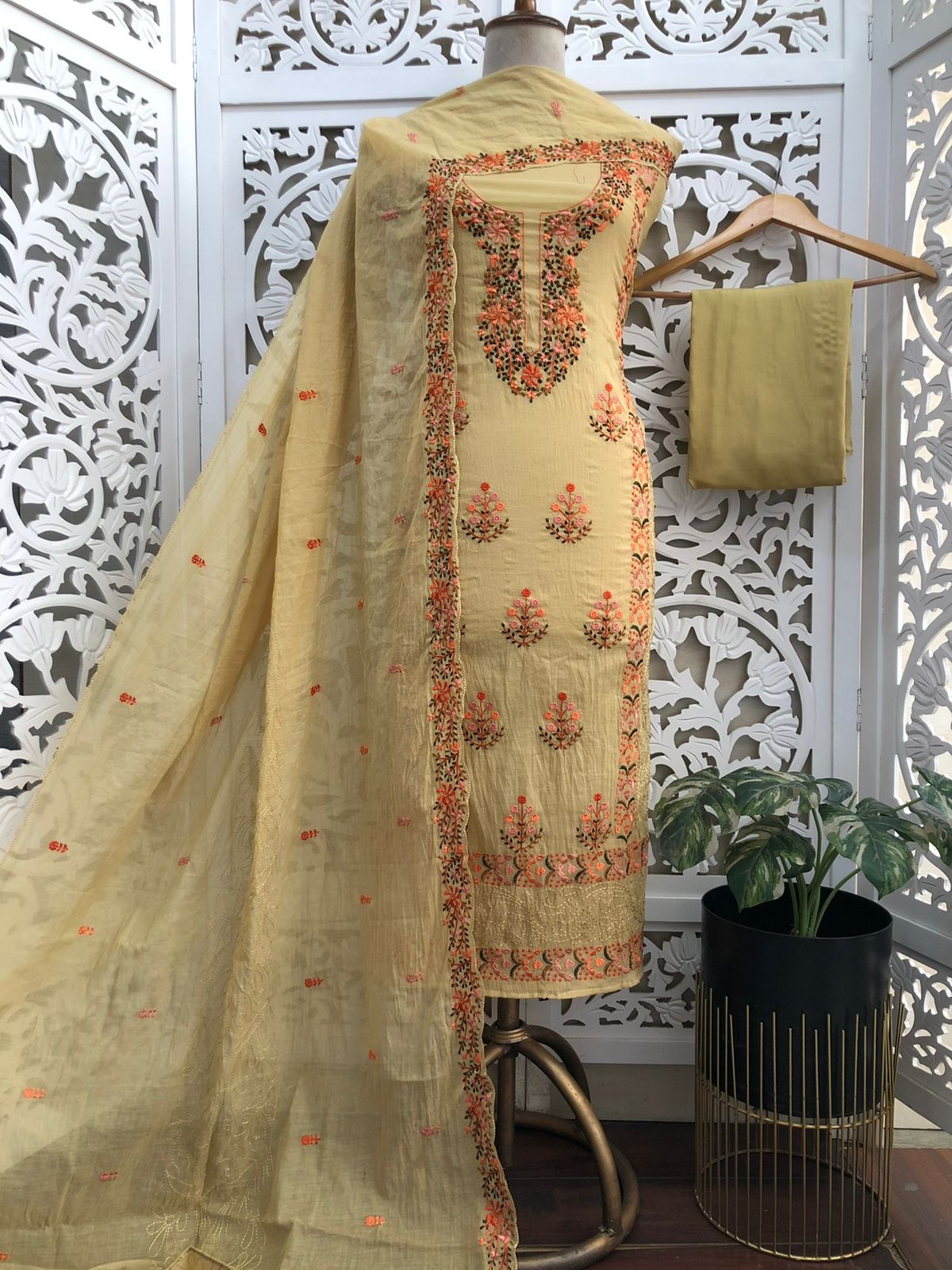 Mal Chanderi Unstitched Suit Material view 4