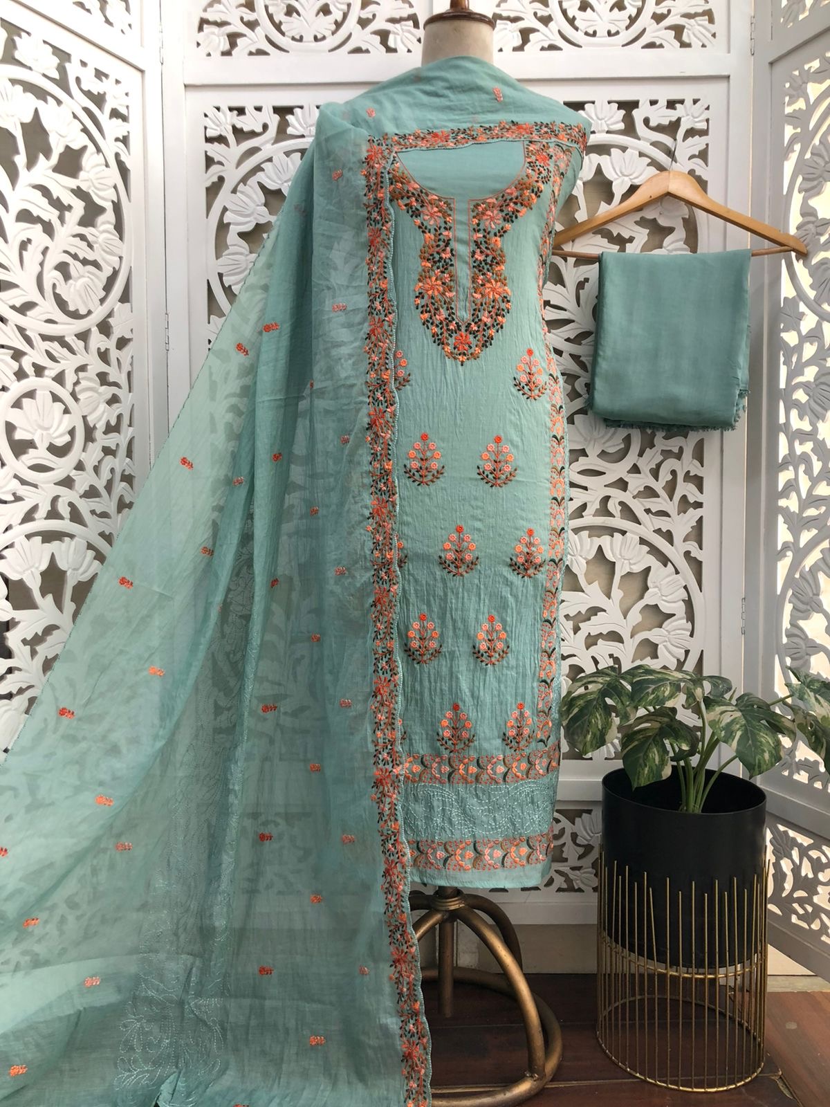 Mal Chanderi Unstitched Suit Material view 6