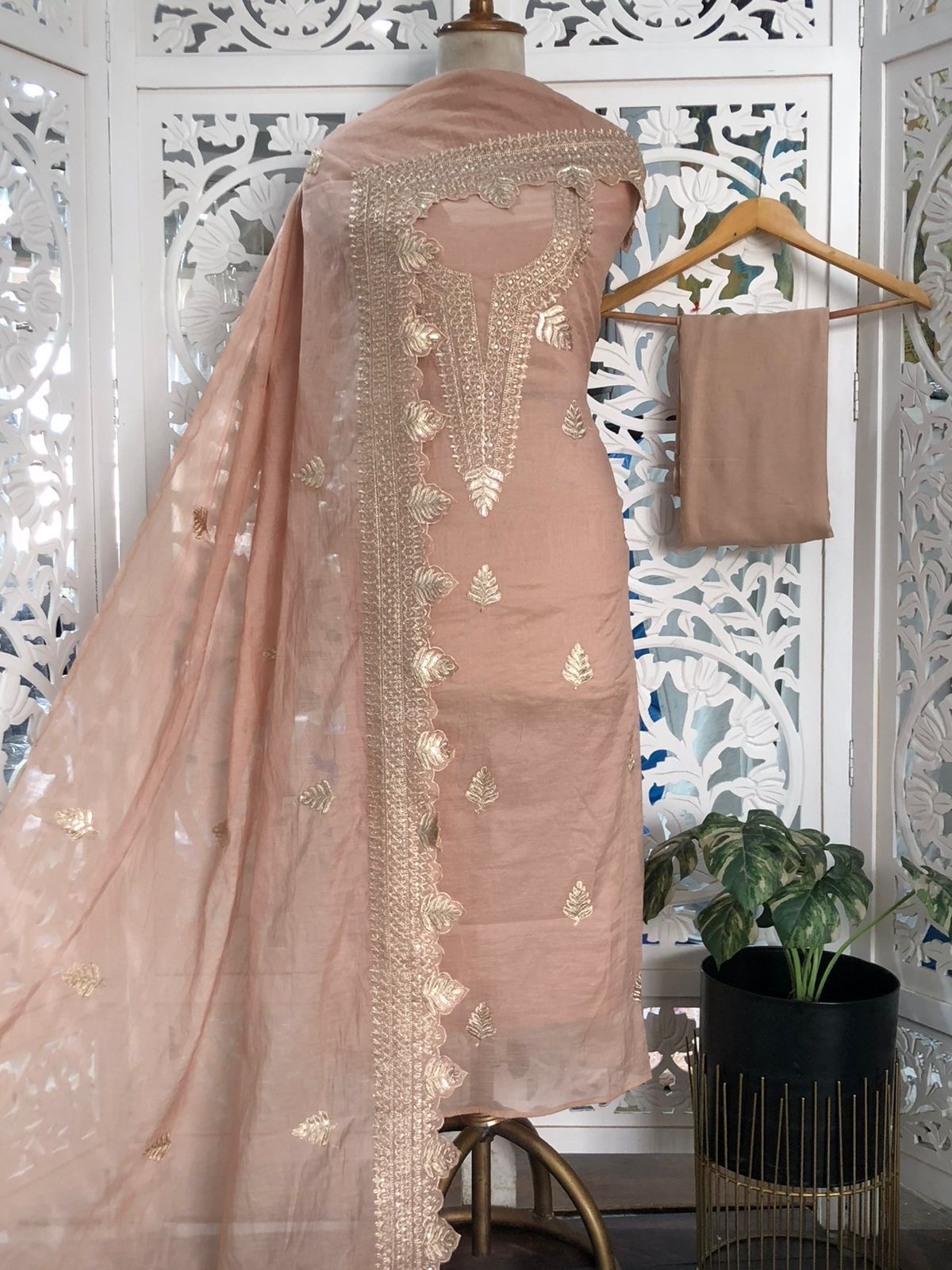 Mal Chanderi Unstitched Suit Material view 4