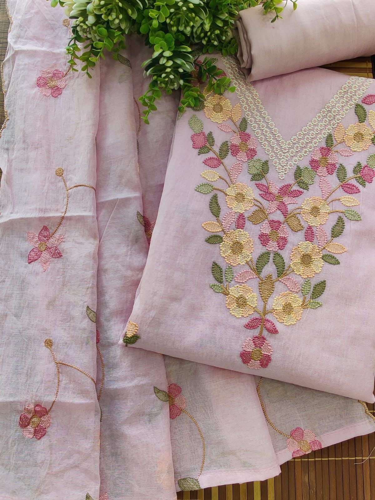 Unstitched Mal Chanderi Suit Material