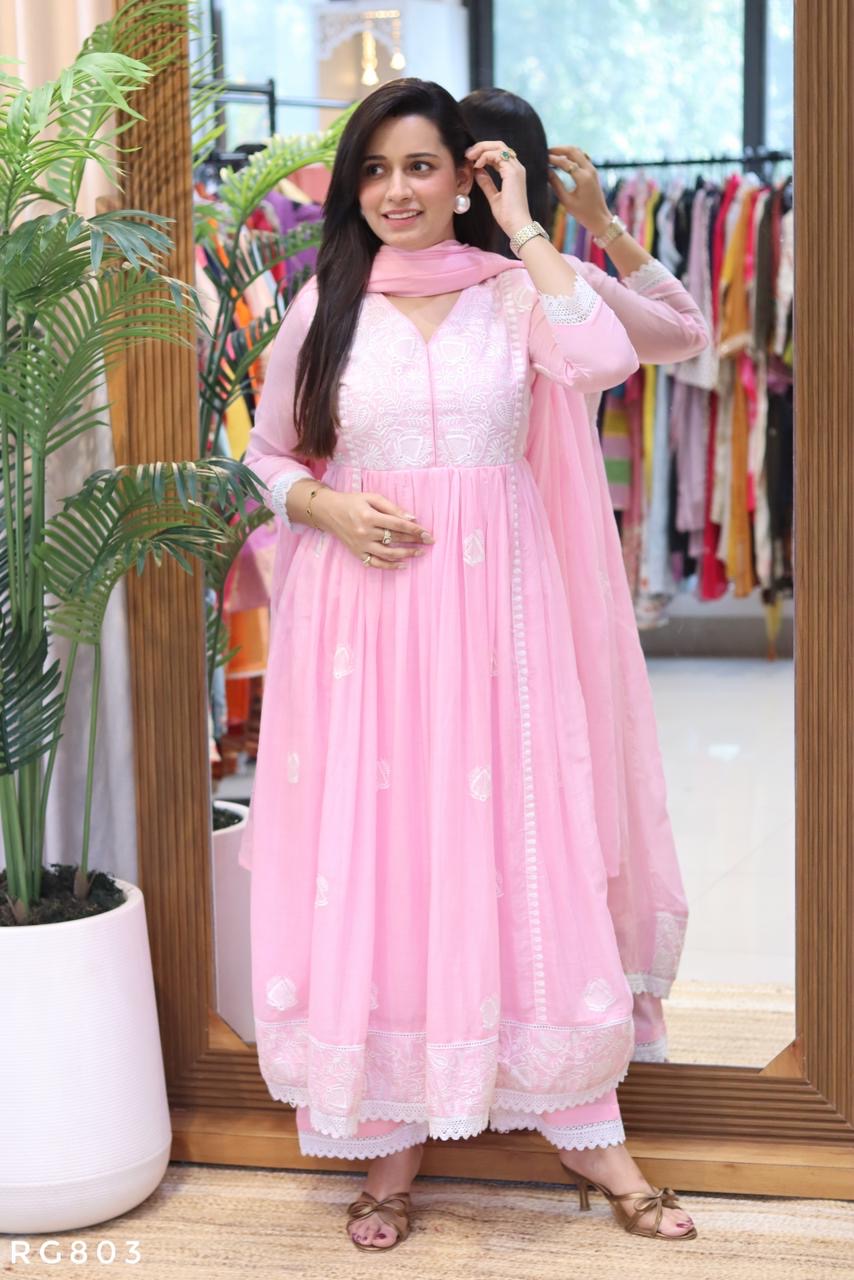 Mal Cotton Anarkali Kurti Pant Dupatta Set view 3
