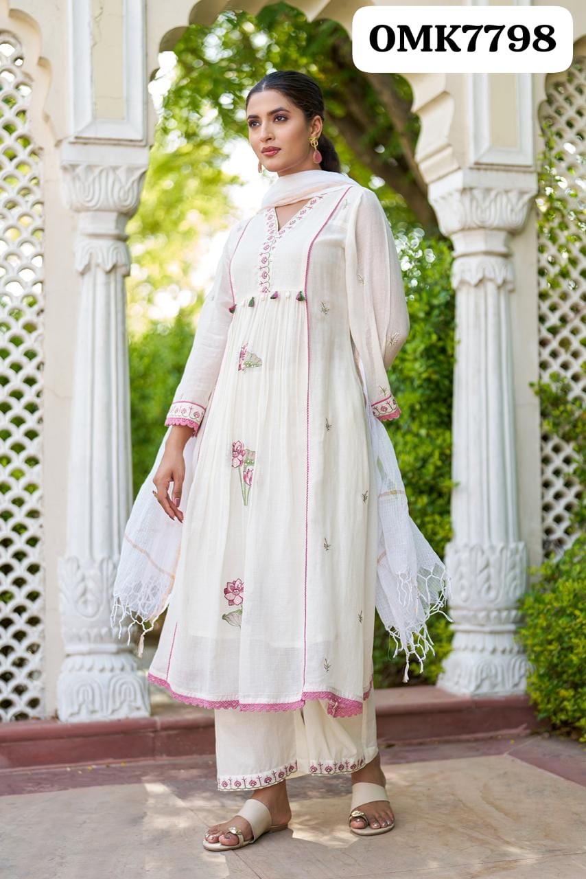 Mulmul Anarkali Kurti Set