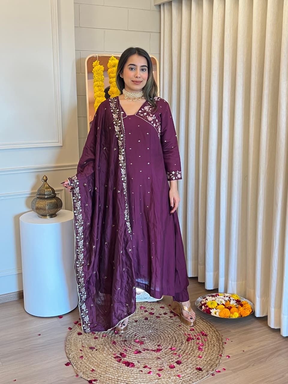 Roman Silk Festive Suit With Embroidery view 3