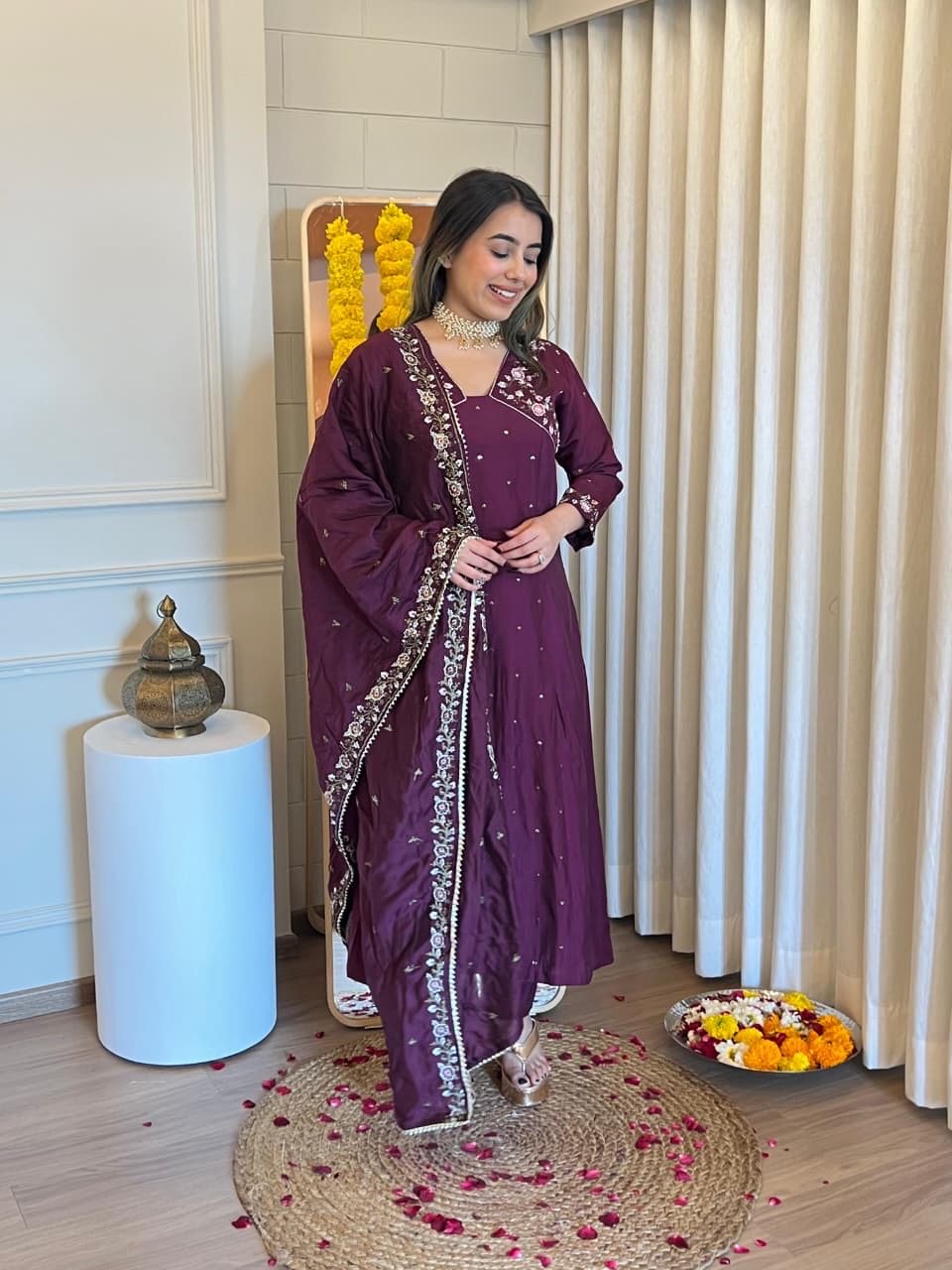 Roman Silk Festive Suit With Embroidery view 5